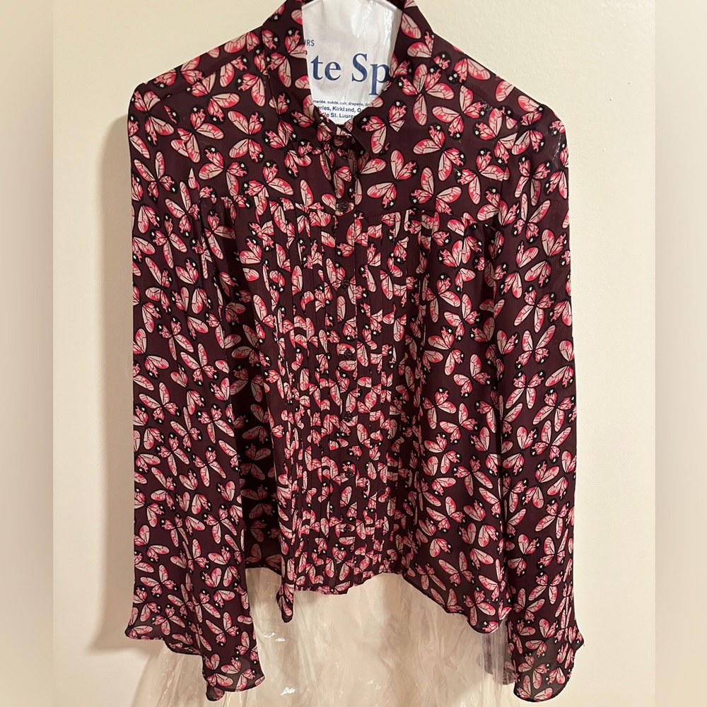 The Addison Story Silk Butterfly Bell Sleeve Blouse